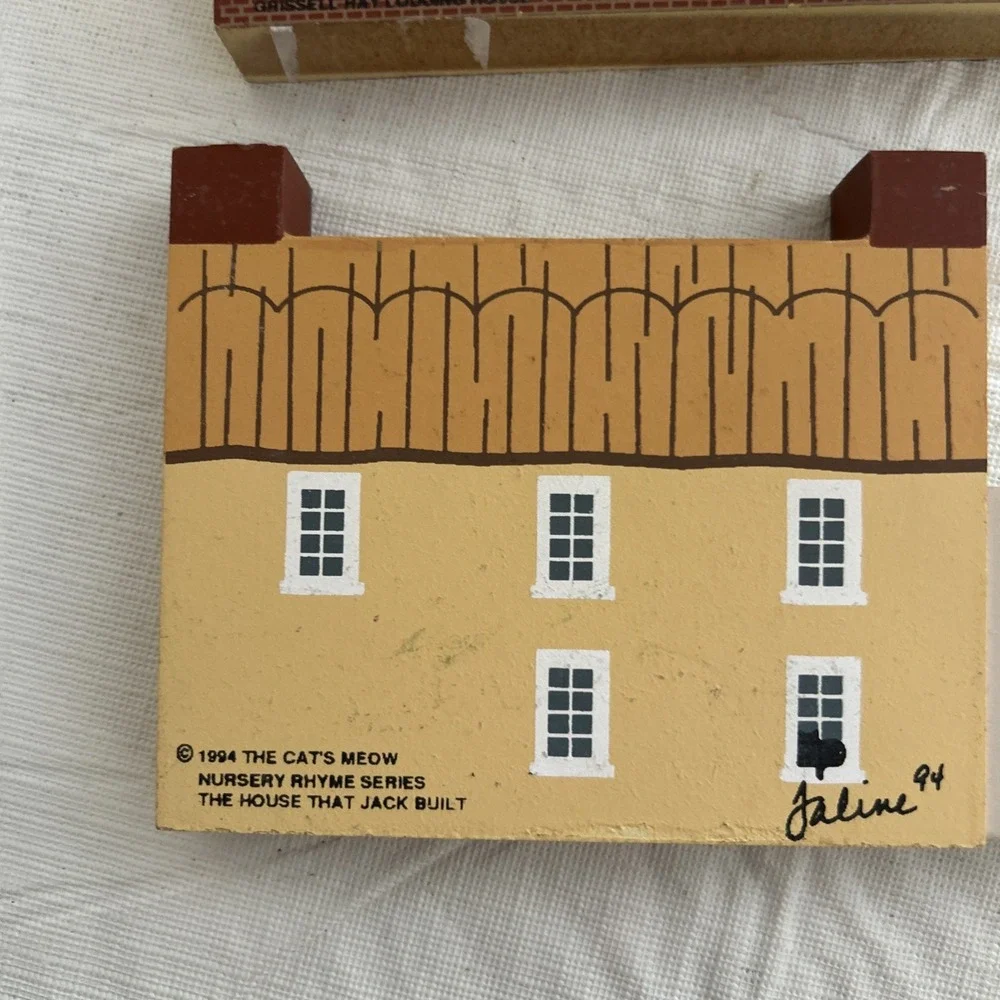 Lot of 7 The Cat's Meow Village Collectibles Faline Vintage 90s Wooden Houses B6